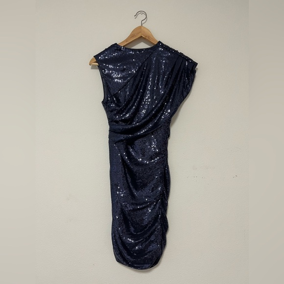 Alexander Wang Midnight Blue Sequin Mini Cowl Neck Cocktail Dress - Picture 5 of 9